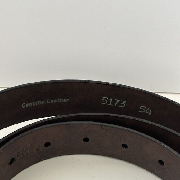 REMO TULLIANI 5173 Belt Men Sz 54 Brown Genuine Leather Solid Brass Buckle Italy - Picture 5 of 10